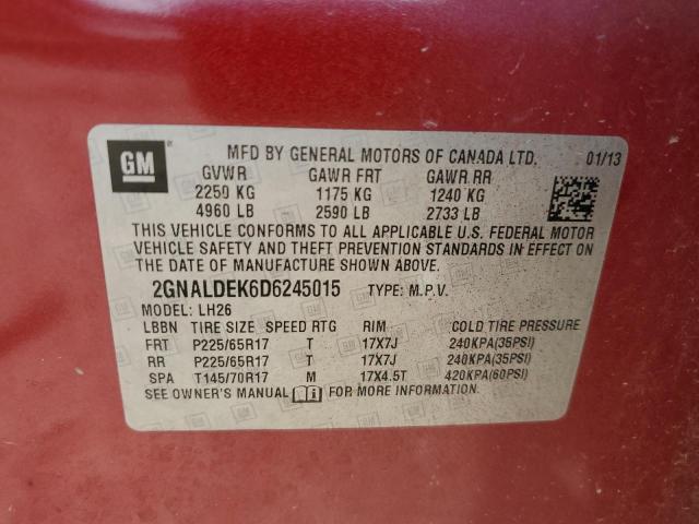 Photo 9 VIN: 2GNALDEK6D6245015 - CHEVROLET EQUINOX LT 