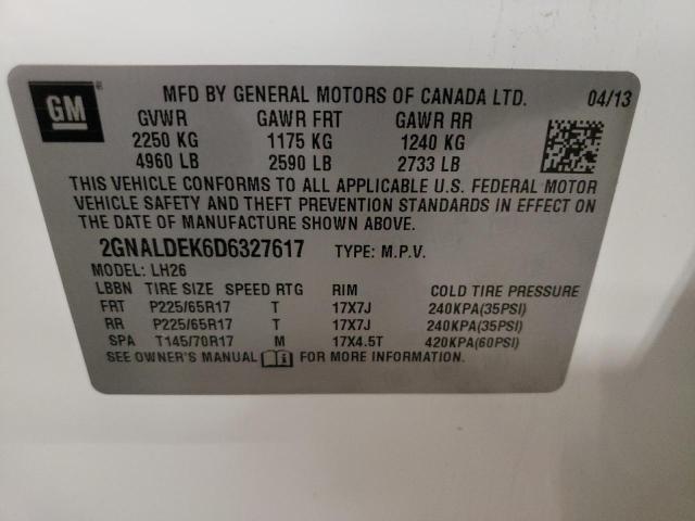 Photo 12 VIN: 2GNALDEK6D6327617 - CHEVROLET EQUINOX LT 