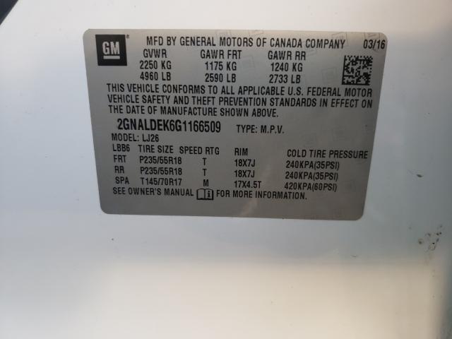 Photo 9 VIN: 2GNALDEK6G1166509 - CHEVROLET EQUINOX LT 