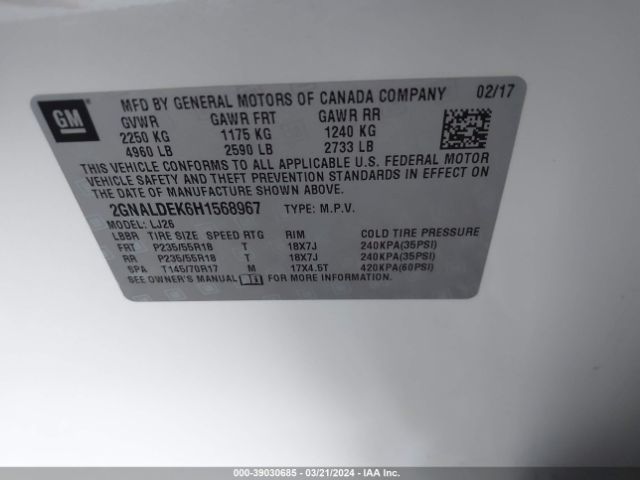 Photo 8 VIN: 2GNALDEK6H1568967 - CHEVROLET EQUINOX 