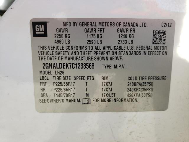 Photo 9 VIN: 2GNALDEK7C1238568 - CHEVROLET EQUINOX LT 