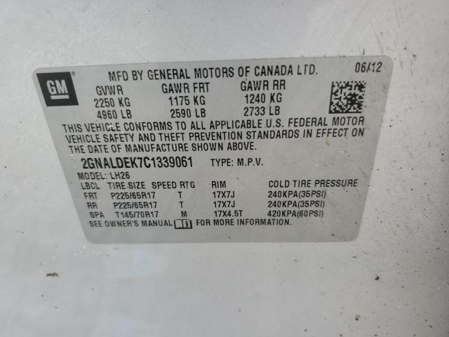 Photo 13 VIN: 2GNALDEK7C1339061 - CHEVROLET EQUINOX LT 