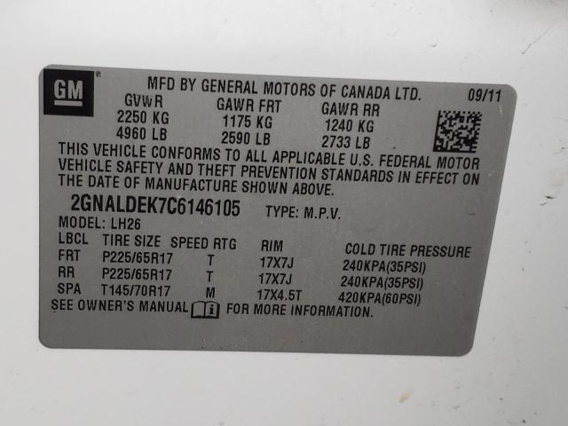 Photo 9 VIN: 2GNALDEK7C6146105 - CHEVROLET EQUINOX LT 