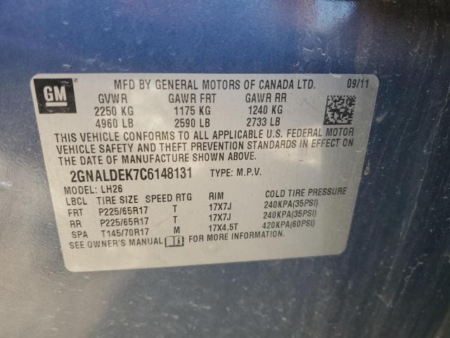 Photo 11 VIN: 2GNALDEK7C6148131 - CHEVROLET EQUINOX LT 