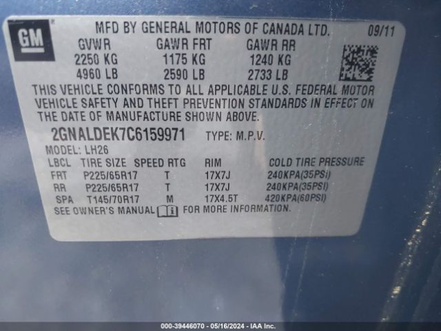 Photo 8 VIN: 2GNALDEK7C6159971 - CHEVROLET EQUINOX 