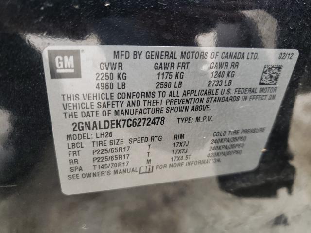 Photo 9 VIN: 2GNALDEK7C6272478 - CHEVROLET EQUINOX LT 