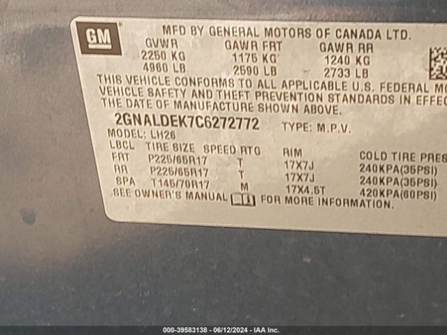 Photo 8 VIN: 2GNALDEK7C6272772 - CHEVROLET EQUINOX 