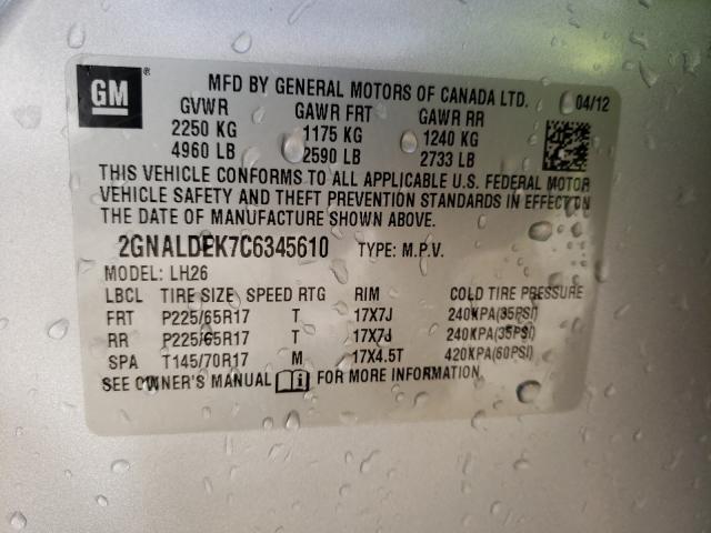 Photo 9 VIN: 2GNALDEK7C6345610 - CHEVROLET EQUINOX LT 