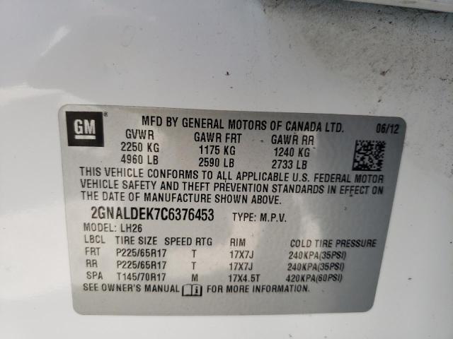 Photo 9 VIN: 2GNALDEK7C6376453 - CHEVROLET EQUINOX LT 