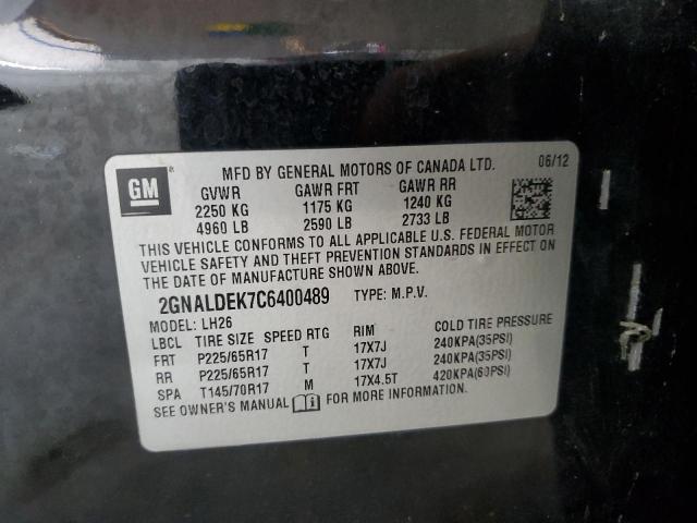 Photo 12 VIN: 2GNALDEK7C6400489 - CHEVROLET EQUINOX LT 