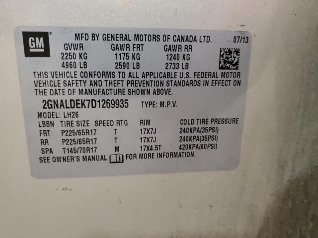 Photo 12 VIN: 2GNALDEK7D1269935 - CHEVROLET EQUINOX 