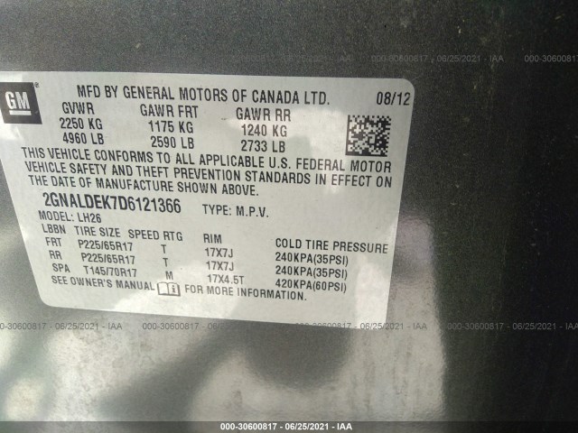 Photo 8 VIN: 2GNALDEK7D6121366 - CHEVROLET EQUINOX 