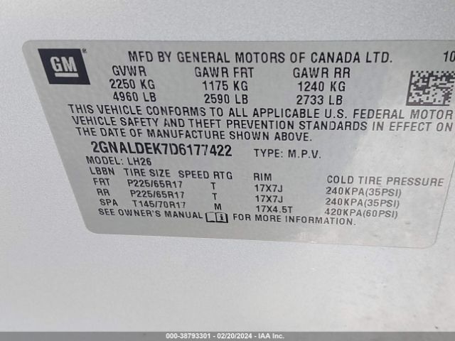 Photo 8 VIN: 2GNALDEK7D6177422 - CHEVROLET EQUINOX 