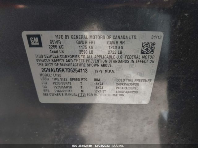 Photo 8 VIN: 2GNALDEK7D6254113 - CHEVROLET EQUINOX 