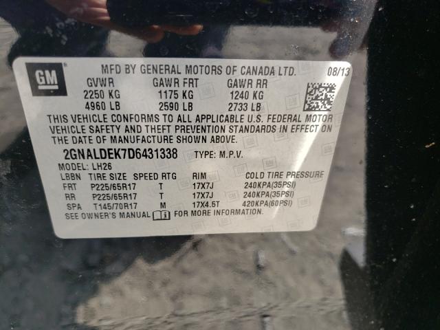 Photo 9 VIN: 2GNALDEK7D6431338 - CHEVROLET EQUINOX LT 