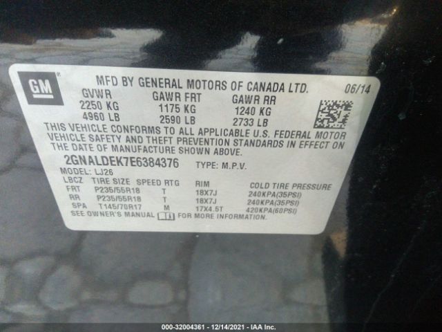 Photo 8 VIN: 2GNALDEK7E6384376 - CHEVROLET EQUINOX 