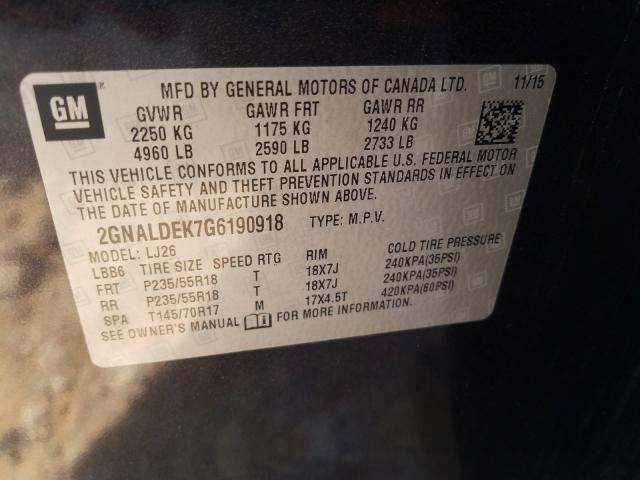 Photo 9 VIN: 2GNALDEK7G6190918 - CHEVROLET EQUINOX LT 