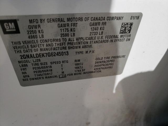 Photo 12 VIN: 2GNALDEK7G6245013 - CHEVROLET EQUINOX LT 