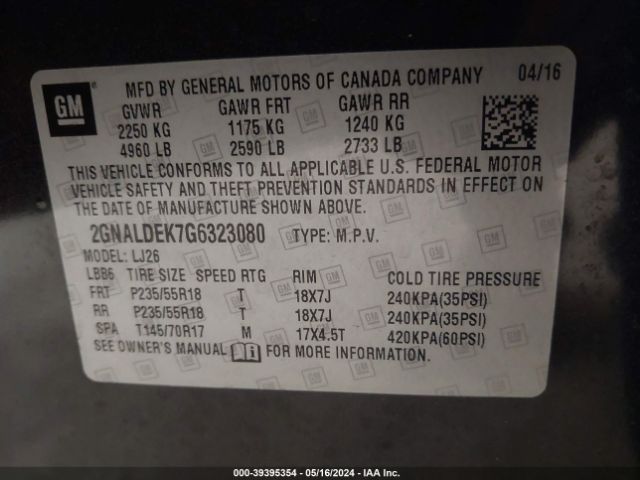 Photo 8 VIN: 2GNALDEK7G6323080 - CHEVROLET EQUINOX 