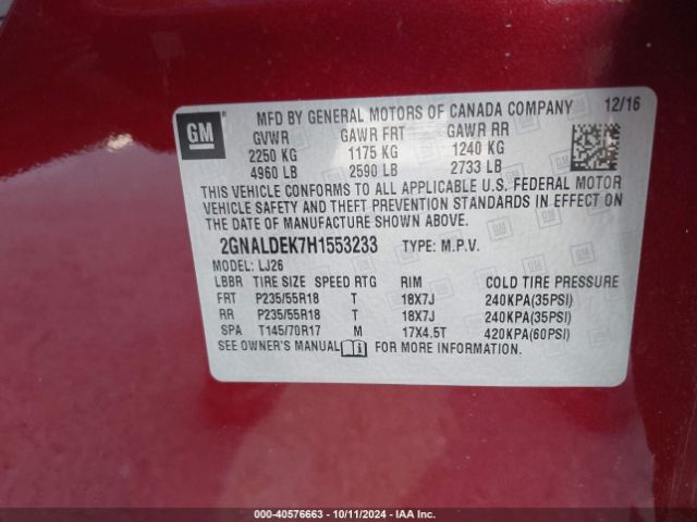 Photo 8 VIN: 2GNALDEK7H1553233 - CHEVROLET EQUINOX 