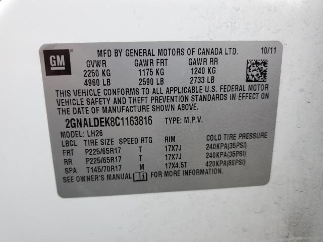 Photo 12 VIN: 2GNALDEK8C1163816 - CHEVROLET EQUINOX LT 