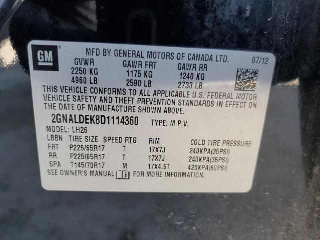 Photo 12 VIN: 2GNALDEK8D1114360 - CHEVROLET EQUINOX 