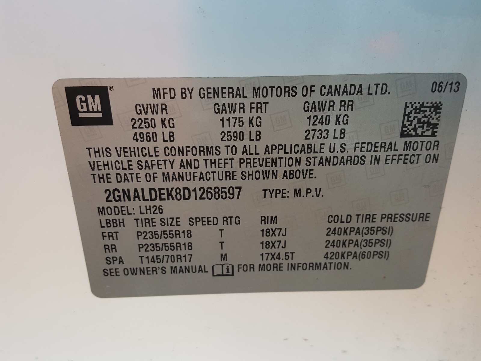 Photo 9 VIN: 2GNALDEK8D1268597 - CHEVROLET EQUINOX LT 