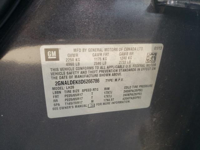 Photo 9 VIN: 2GNALDEK8D6266786 - CHEVROLET EQUINOX LT 