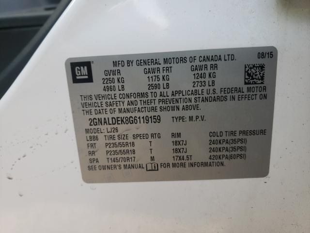 Photo 9 VIN: 2GNALDEK8G6119159 - CHEVROLET EQUINOX LT 