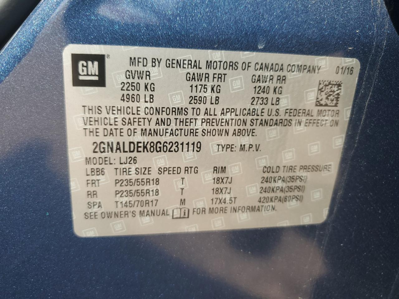 Photo 12 VIN: 2GNALDEK8G6231119 - CHEVROLET EQUINOX 