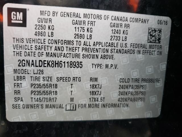 Photo 9 VIN: 2GNALDEK8H6118935 - CHEVROLET EQUINOX PR 