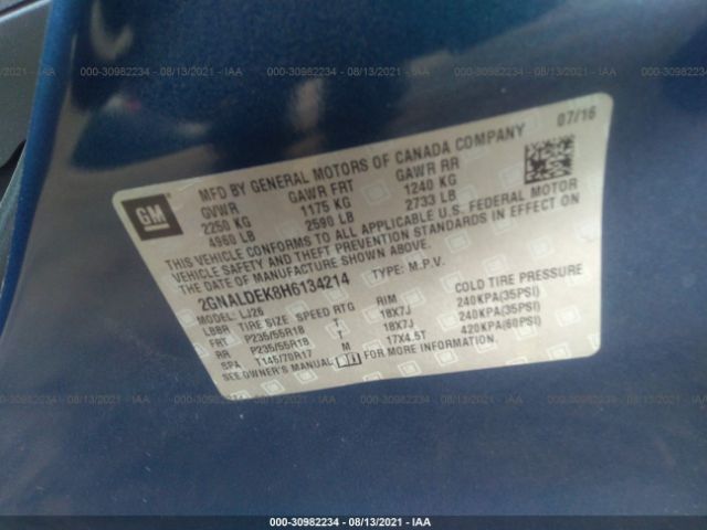 Photo 8 VIN: 2GNALDEK8H6134214 - CHEVROLET EQUINOX 