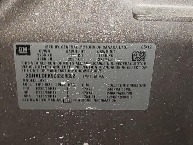 Photo 9 VIN: 2GNALDEK9C6358892 - CHEVROLET EQUINOX LT 