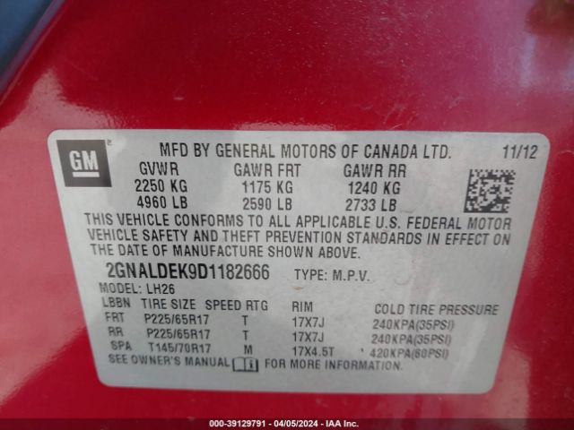 Photo 8 VIN: 2GNALDEK9D1182666 - CHEVROLET EQUINOX 