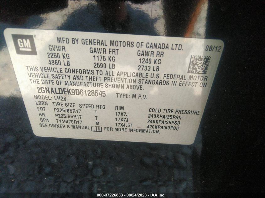 Photo 8 VIN: 2GNALDEK9D6128545 - CHEVROLET EQUINOX 