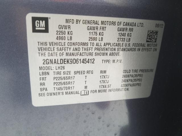 Photo 9 VIN: 2GNALDEK9D6145412 - CHEVROLET EQUINOX LT 