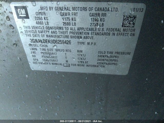 Photo 8 VIN: 2GNALDEK9D6259426 - CHEVROLET EQUINOX 