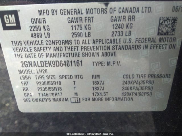 Photo 8 VIN: 2GNALDEK9D6401161 - CHEVROLET EQUINOX 