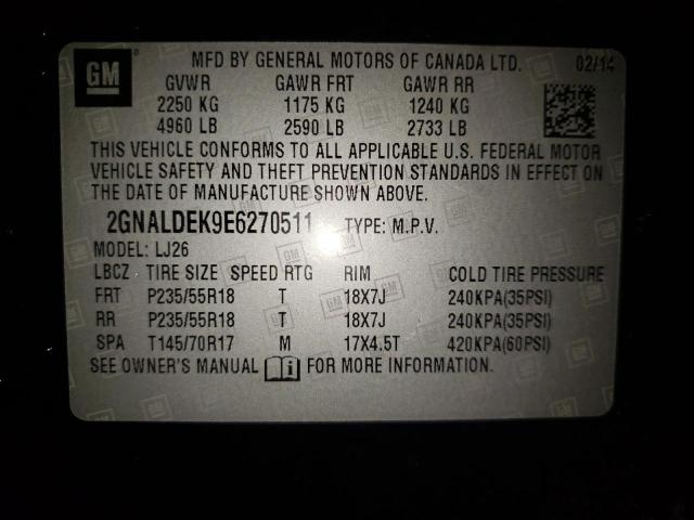 Photo 9 VIN: 2GNALDEK9E6270511 - CHEVROLET EQUINOX LT 