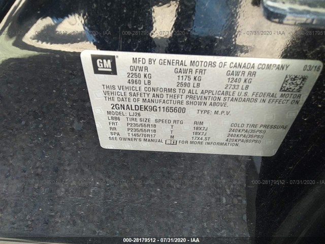 Photo 8 VIN: 2GNALDEK9G1165600 - CHEVROLET EQUINOX 