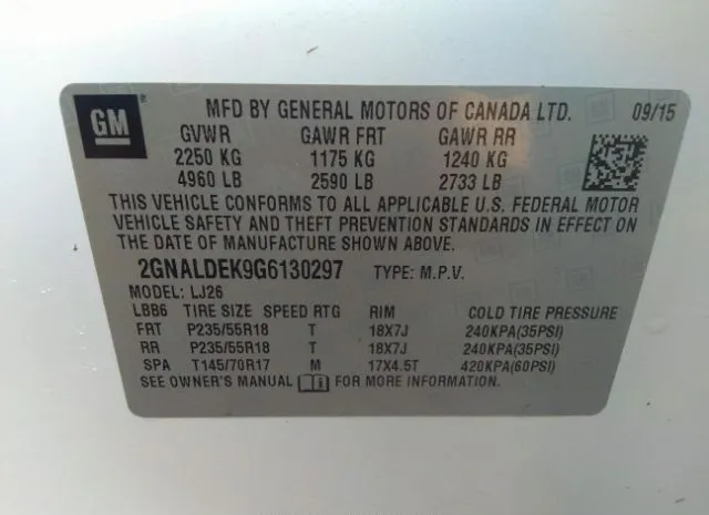 Photo 8 VIN: 2GNALDEK9G6130297 - CHEVROLET EQUINOX 