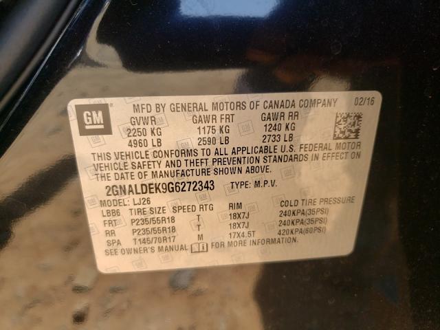 Photo 9 VIN: 2GNALDEK9G6272343 - CHEVROLET EQUINOX LT 