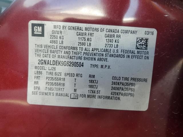 Photo 12 VIN: 2GNALDEK9G6290504 - CHEVROLET EQUINOX LT 