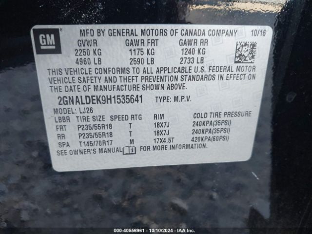 Photo 8 VIN: 2GNALDEK9H1535641 - CHEVROLET EQUINOX 