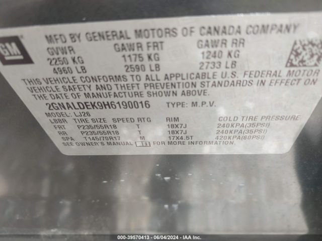 Photo 8 VIN: 2GNALDEK9H6190016 - CHEVROLET EQUINOX 