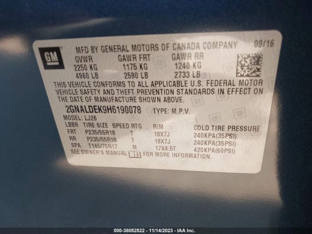 Photo 8 VIN: 2GNALDEK9H6190078 - CHEVROLET EQUINOX 