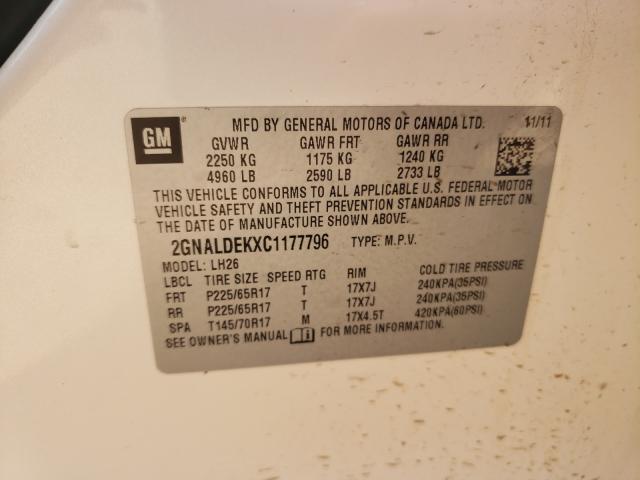 Photo 9 VIN: 2GNALDEKXC1177796 - CHEVROLET EQUINOX LT 