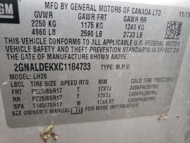 Photo 9 VIN: 2GNALDEKXC1184733 - CHEVROLET EQUINOX LT 