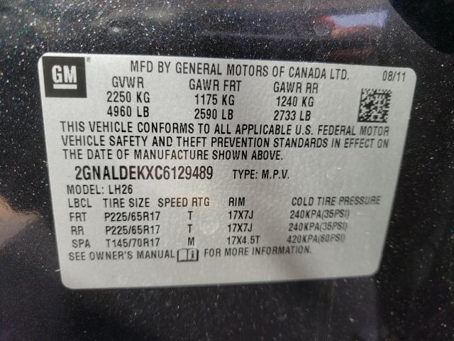 Photo 9 VIN: 2GNALDEKXC6129489 - CHEVROLET EQUINOX LT 