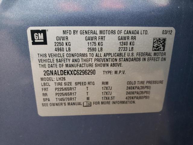 Photo 12 VIN: 2GNALDEKXC6296290 - CHEVROLET EQUINOX LT 